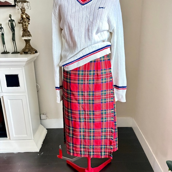 Women's Red Tartan Midi Wrap Skirt - Classic Plaid - Picture 6 of 15